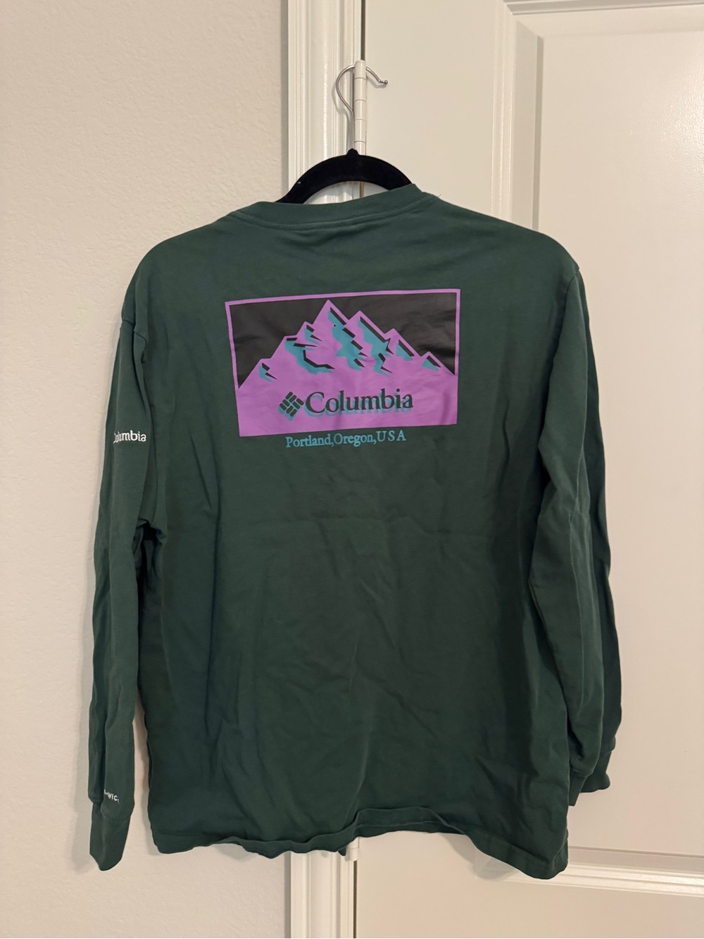 Columbia green long-sleeve t-shirt unisex shirt size L